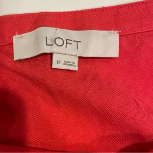 Loft Linen Blend Flounce Dress Women M Square Neck Above knee Coral Boho Fairy thumbnail 3