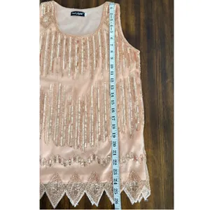 PrettyGuide Rose Gold Sequin Flapper Tank Top Sleeveless Mesh Scalloped Hem S‎ thumbnail 10