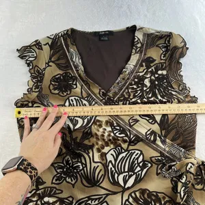 Style & Co Vtg Y2K Babydoll L Large Top Cap Sleeve Fairy Grunge Whimsigoth Goblincore Brown thumbnail 8