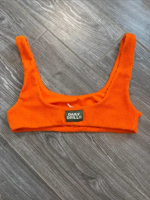 Daily Drills Neon Orange wave Textured Bikini Top size XS/S EUC thumbnail 2