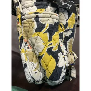 Vera Bradley Quilted Backpack Yellow Gray Floral Print Laptop School‎ Bag 15x11 thumbnail 5