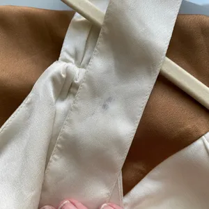 Abercrombie Satin Ethereal Clean Minimalist Colorblock Slip Dress XL Brown White thumbnail 5