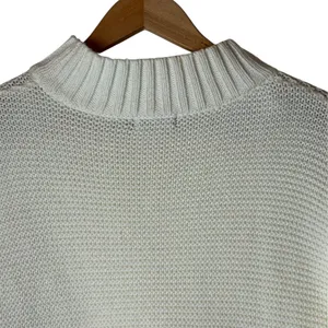 Nasty Gal Sweater Women Small Ivory Waffle Knit Mock Neck‎ Oversize Pullover thumbnail 4