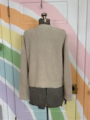 English Factory Cream Chunky Knit Utility Pocket V-Neck Cardigan XS 💛🍄 thumbnail 5