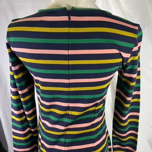 J. Crew Striped Knit‎ Midi Dress Long Sleeve Pink Green Yellow Navy Size 2 New thumbnail 12