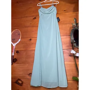 NWT Lulus Jelena Sage Pleated Sleeveless Maxi Dress Bridesmaid Gala Banquet Sz S thumbnail 2
