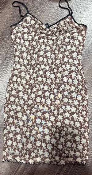 Forever 21 Floral mesh dress mini brown thumbnail 2