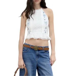 Cider White Floral Lace Halter Top (Size XL) thumbnail 3