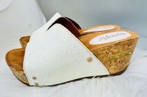 Bussola Formentera Sandals Womens 37 Strappy Wedge Heel Embossed Leather Artisti thumbnail 6