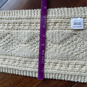 100% Merino Wool Aran Style Cable Knit Fringe Scarf Made in Ireland thumbnail 9