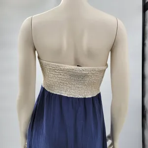 Missy Robertson Strapless Maxi Dress Large Blue Embroidered Floral Boho Summer thumbnail 14