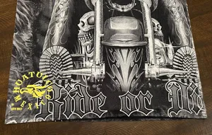 Huatulco Mexico Black Skull Motorcycle AOP Ride or Die Graphic Shirt-Men’s Med thumbnail 2