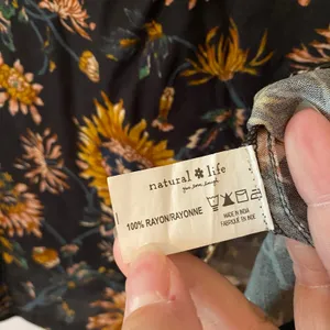 Natural Life Navy Orange Floral Peasant Blouse 3/4 Sleeve Boho Women size Large thumbnail 8