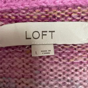 Ann Taylor LOFT Rainbow Spacedye Knit Striped Pastel Crew Neck Sweater Top Sz L thumbnail 4