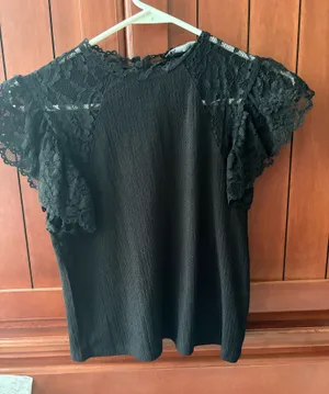 ZARA Lace Blouse Black thumbnail 1