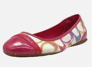 Coach Y2k Monogram rainbow Logo Pink Patent Leather Cecil Ballet Flats Size 7.5 thumbnail 1