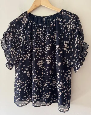 Madewell Memento Short Ruffle Sleeve Drifting Petals Top Style M1731 thumbnail 1