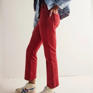 Free People We The Free In My Feelings Red Wine Cropped Slim Flare Jeans Small thumbnail 4