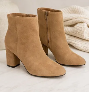 Banana Republic Tan Suede Block Heel Ankle Booties Size 6 thumbnail 1