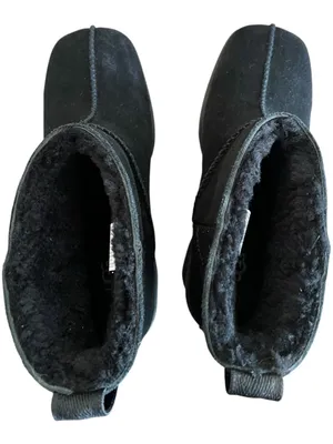 UGG New Heights Platform Mini Black Suede Heeled Boots Women’s 8 New No Box thumbnail 6