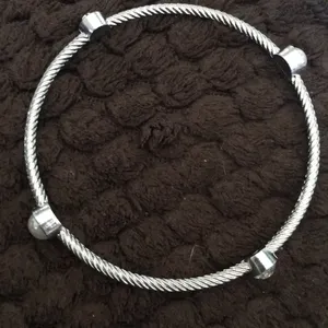 Thin silver tone bangle bracelet thumbnail 3