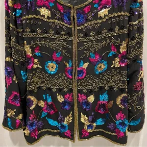 Stunning Drapers & damon’s silk beaded sequin cardigan vintage heavy thumbnail 4