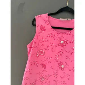 Croft & Barrow Y2k Fairy Pink Floral Paisley Embroidered Sequin Tank Top XL Womens thumbnail 2