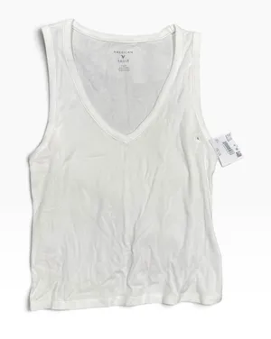 American Eagle Tank Top Womens Large White NWT‎ Ribbed V-Neck Basic Layering thumbnail 1