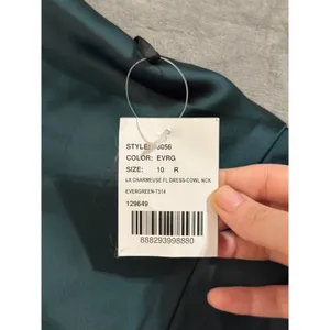 NWT Dessy Collection COWL-NECK CRISS‎ CROSS BACK SLIP DRESS EVERGREEN Size 10 R thumbnail 4