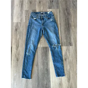 Levi’s Womens Curvy Skinny Jeans Size 29 Distressed Raw Hem Stretch Blue Denim thumbnail 3