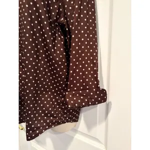 Lauren Ralph Lauren Brown Polka Dot Button Down Shirt 3/4 Sleeve Top thumbnail 4