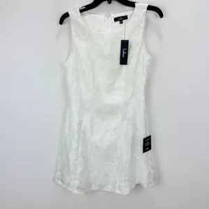 Lulus Exquisite Moments White Floral Jacquard Sleeveless Mini Dress Small NWT thumbnail 5
