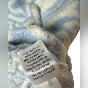 SO Sherpa Fleece Half‎ Zip Pullover Womens XL Blue White Swirl Cozy thumbnail 7