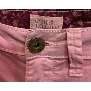 April Cornell Pink Sun Bleached Dye Floral Trim Chino Pants‎ Women Size 30 Slim thumbnail 3