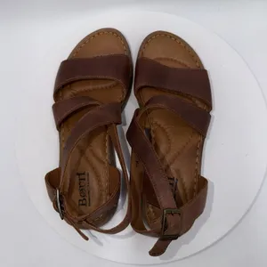 Born Lucia Sandals Womens 7M Brown Leather Comfort Strappy Slingback Cross Strap thumbnail 6