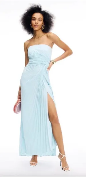 A.L.C. Frank Layla Gown Cascade Light Blue Pleated Satin Maxi Dress Size 8 thumbnail 1
