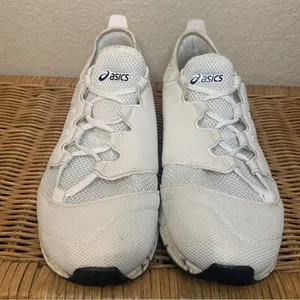 ASICS White and Blue Marbled Gel Sole Asymmetrical Laces Size 10 thumbnail 3