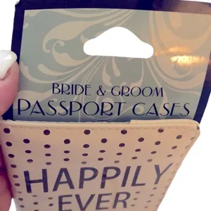 Bride & Groom Polka Dot Passport Case Happily Ever After thumbnail 3