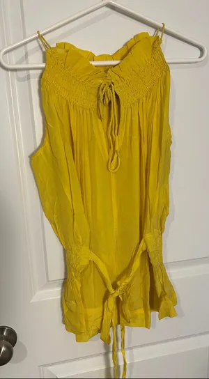 Women's Yellow Smocked Tie thumbnail 1