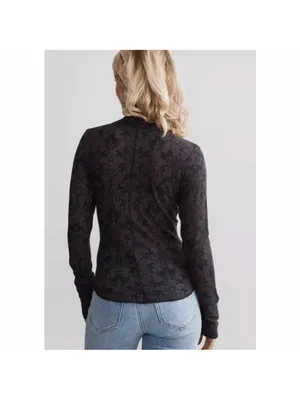 Free People Intimately You and I Gray/black Long Sleeve Turtleneck Top Small NEW thumbnail 2