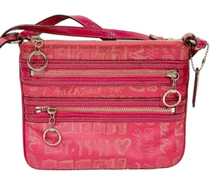 Coach Pink Poppy Story Multi Zipper Crossbody‎ Bag thumbnail 1
