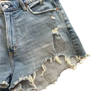 Abercrombie & Fitch High Rise Denim Mom Short 32/14 Curve Love Distressed Blue thumbnail 2