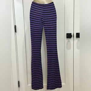 I AM GIA Carrie Cutout Flared Pants Striped Purple Size XS Party Emo Rock Rave thumbnail 3