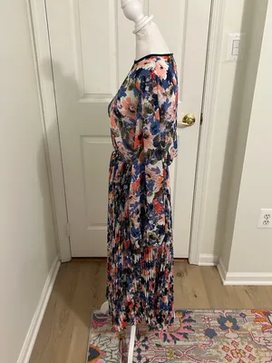 Misa Los Angeles Juliana Pleated Midi Dress In Tie Dye Floral New Size XS thumbnail 10