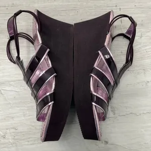 Avon Metallic Purple Strappy Platform Heels Y2K Chunky Cutout Sandals 6-6.5 thumbnail 5