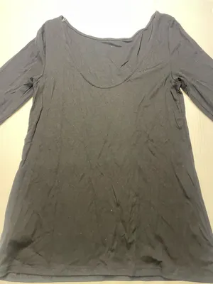 Basic Black Old Navy Top Low Back Cut Women Sz M 3/4 Sleeve Scoop Neck thumbnail 6