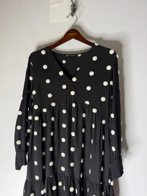Zara Black and White‎ Polka Dot Dress Sz Medium thumbnail 3