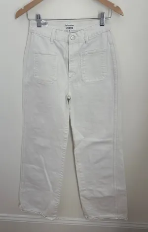 Reformation Alyssa High‎ Rise Wide Leg Long Jeans White Denim Size 26 thumbnail 1