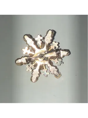 Vintage Gold Tone Snowflake Faux Pearl Brooch thumbnail 5
