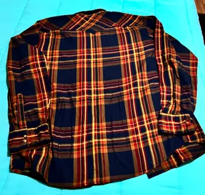 Levi's Men's Plaid Western button up Shirt Long Sleeve Red Orange Yellow XL thumbnail 5